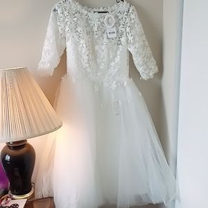Gemgace wedding dress tulle skirt lace top size 10